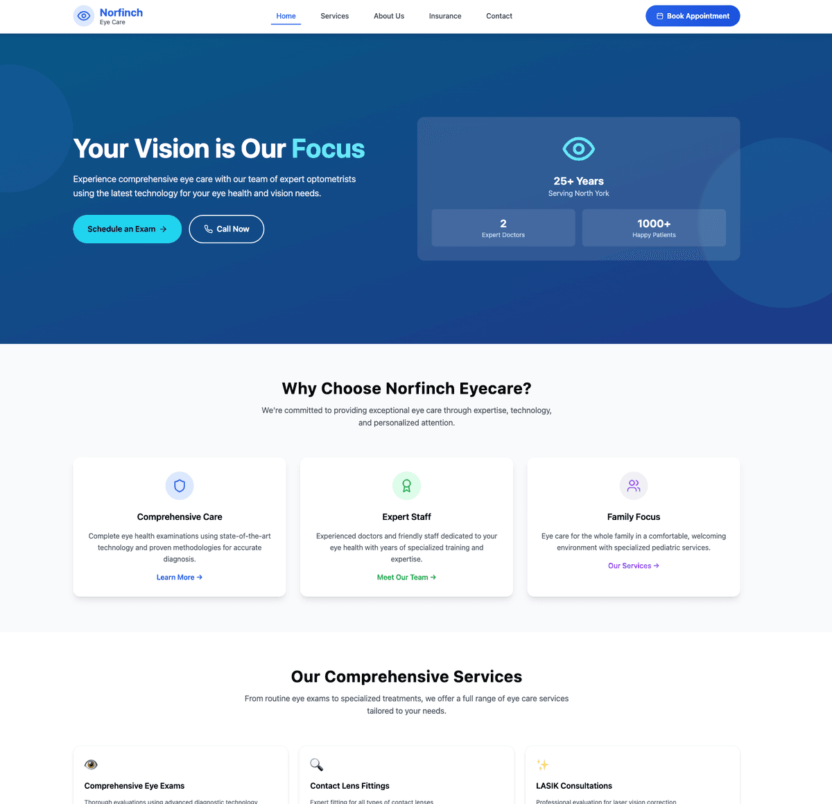 Norfinch Eyecare project screenshot